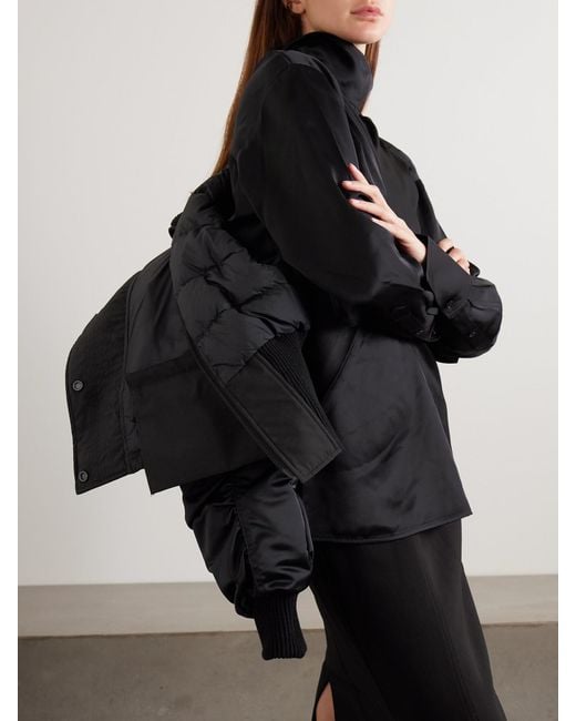 Canada Goose Black Claremont Oversized Cropped Layered Satin And Shell Bomber Jacket