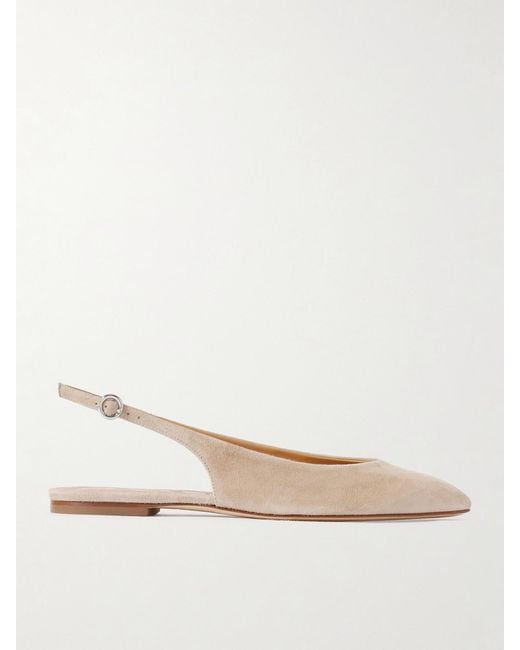 Aeyde Natural Amelia Suede Slingback Ballet Flats