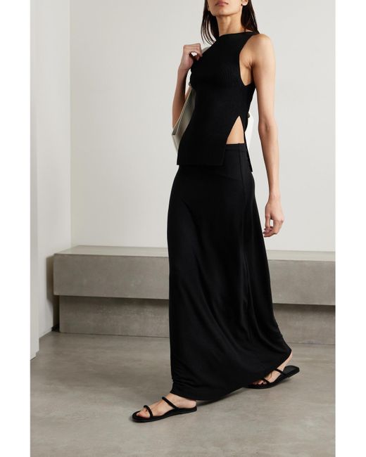 Jupe Longue En Mailles Stretch Lauren Leset en coloris Black