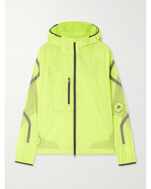 Adidas By Stella McCartney Yellow Truepace Trainingsjacke Aus Neonfarbenem Recyceltem Shell Mit Kapuze