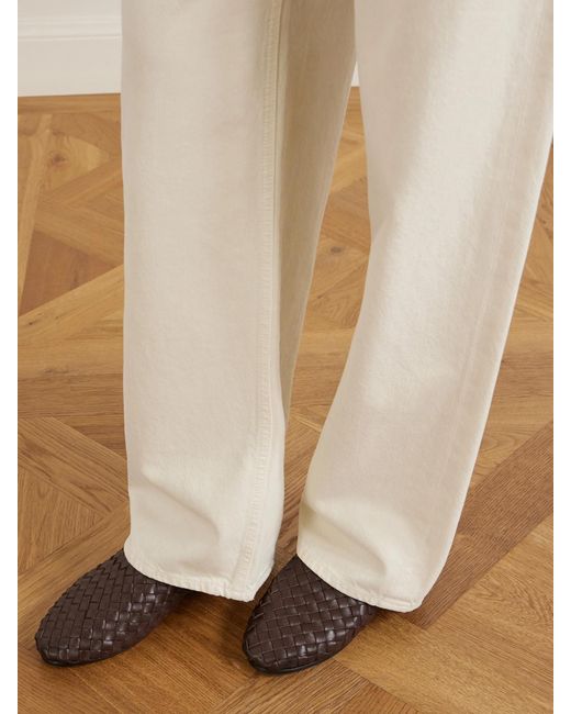 St. Agni Brown Bunto Woven Leather Slip-Ons