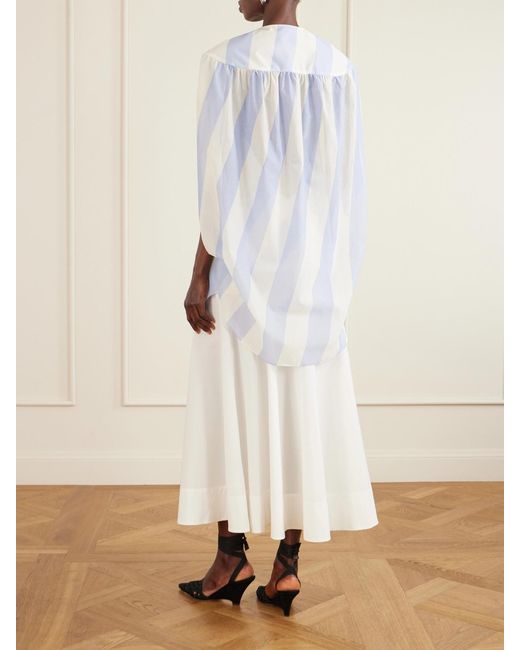 Jacquemus White Berlingot Striped Cotton-Blend Shirt Dress