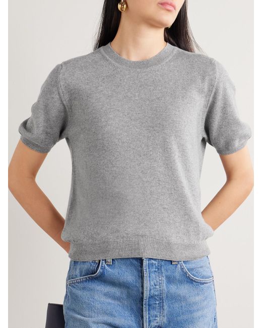 &Daughter Gray Emer Verkürztes T-Shirt Aus Einer Kaschmir-Baumwollmischung