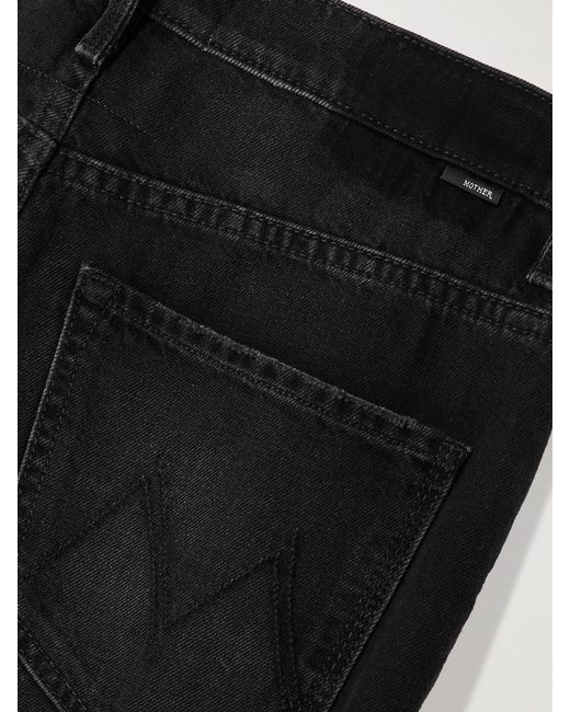 Mother Black The Dodger Sneak Mid-Rise Straight-Leg Jeans