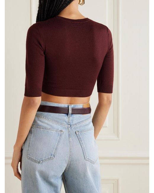 Saint Laurent Red Cropped Wool Sweater