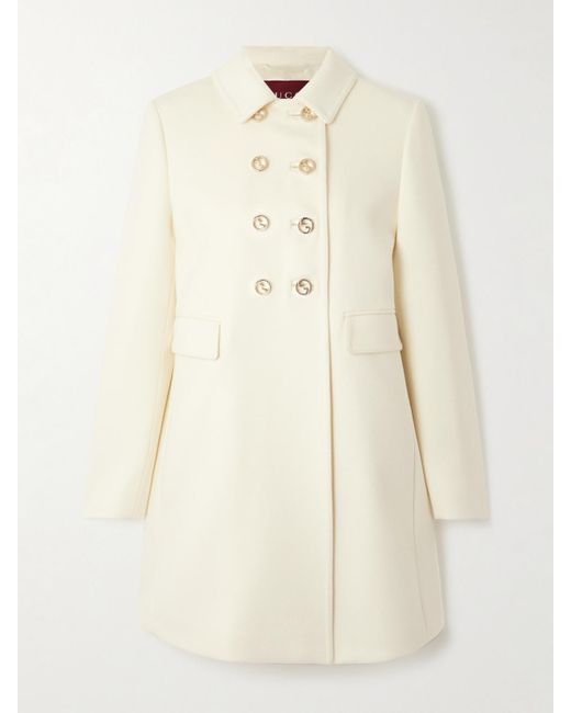 Gucci Natural Doppelreihiger Mantel Aus Woll-Twill