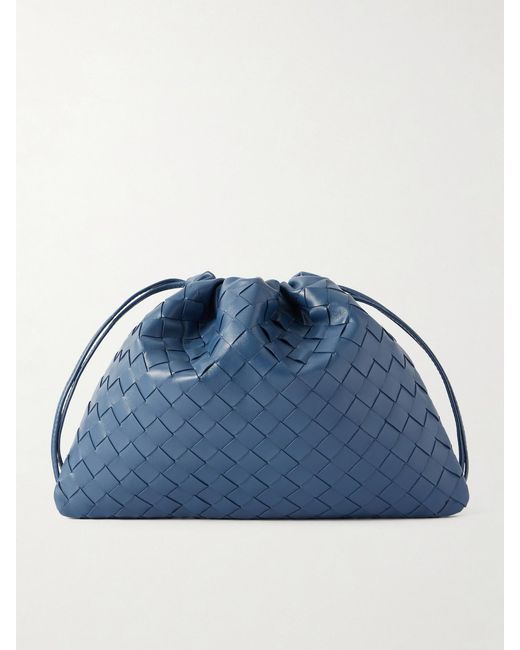 Bottega Veneta Blue Dustbag Intrecciato Leather Pouch