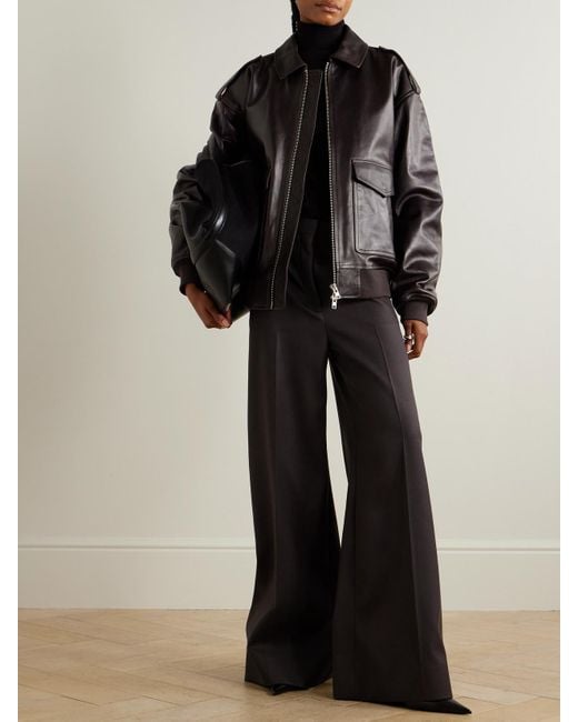 Frankie Shop Black Viper Oversized Leather Jacket