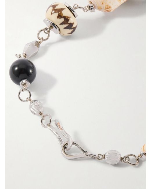 Tohum Design White Samsara Sterling And Seashell Beaded Necklace
