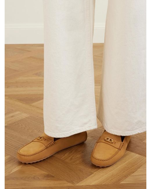 Tod's Natural Gomma 10L Suede Loafers