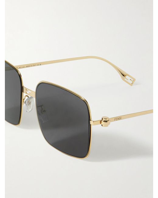 Fendi Gray Baguette Square-Frame-Tone Sunglasses
