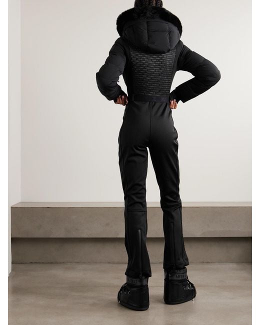 Mackage Black Lorelle Gesteppter Skianzug Mit Kapuze, Gürtel, Besatz Aus Plüschmaterial Und Daunenfüllung