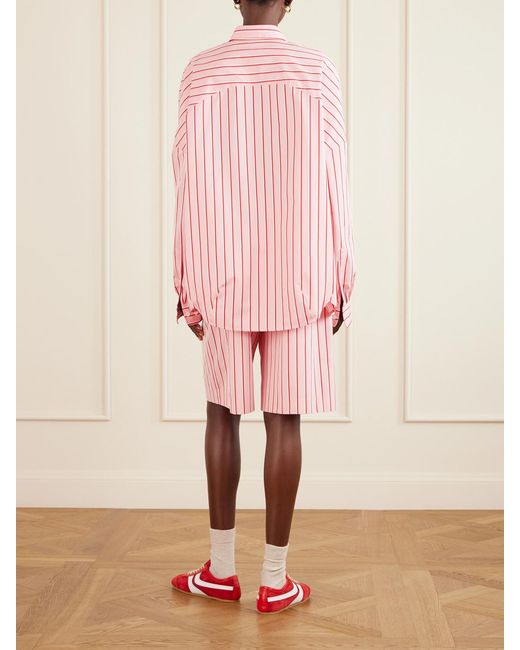 Dries Van Noten Pink Casia Striped Cotton-Poplin Shirt