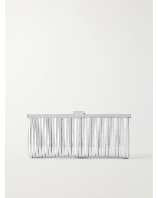 Aquazzura Natural Heatwave Metallic Leather Clutch