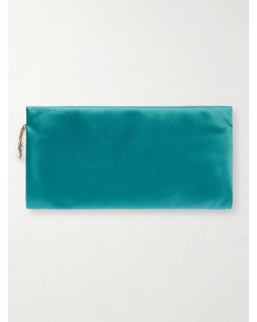 Saint Laurent Blue Satin Clutch