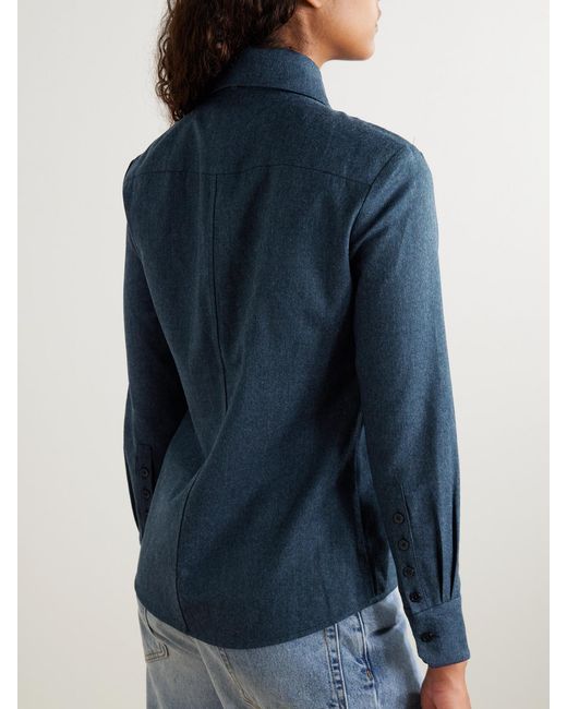 Kallmeyer Blue Billie Tie-Detailed Wool-Twill Shirt