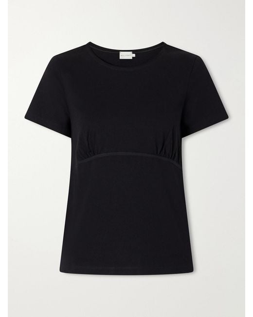Deiji Studios Black Gathered Organic-Cotton T-Shirt
