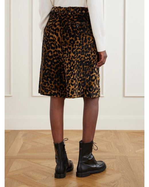 R13 Brown Jumbo Pleated Leopard-Print Cotton-Velvet Shorts