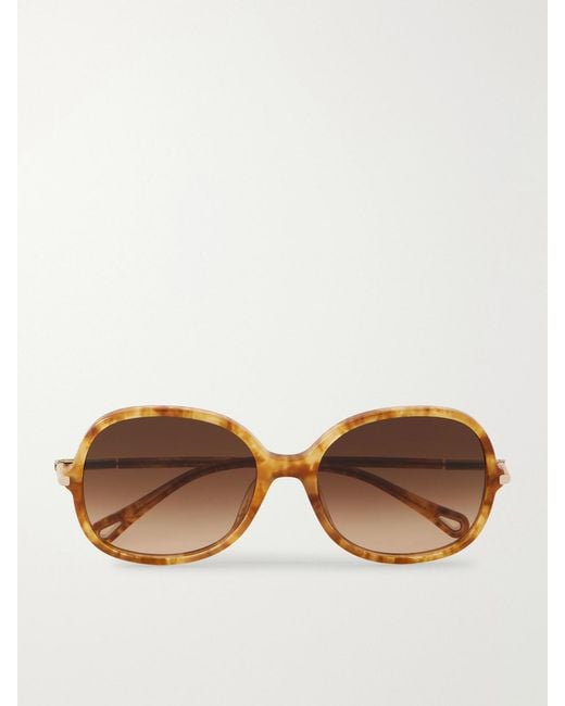Chloé Brown Rounded-Frame Acetate Sunglasses