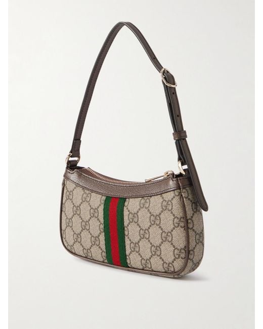 Gucci Metallic Ophidia Mini Schultertasche Aus Bedrucktem, Beschichtetem Canvas Mit Lederbesätzen