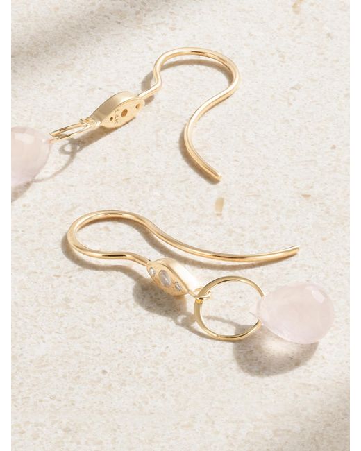 Melissa Joy Manning Natural 14-Karat Recycled, Rose Quartz And Diamond Earrings