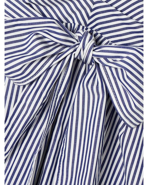 Carolina Herrera Purple Belted Striped Cotton-Poplin Mini Dress