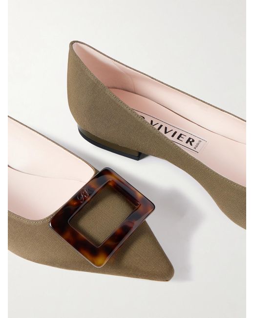 Roger Vivier Multicolor Gommettine Buckled Grosgrain Ballet Flats