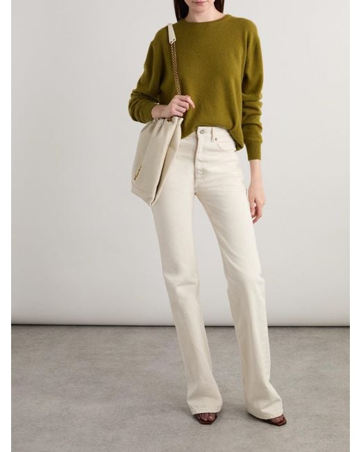 Saint Laurent White High-Rise Bootcut Jeans