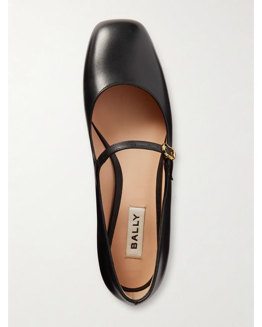 Bally White Banya Leather Mary Jane Ballet Flats