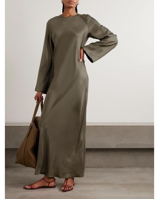 rohe green dress Rohe Silk-Twill Maxi Dress in Green