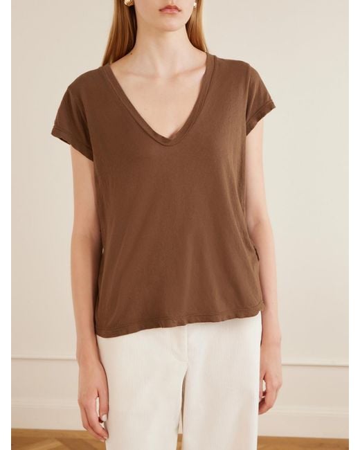 James Perse Brown Cotton-Jersey T-Shirt