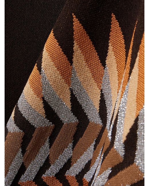 Rabanne Brown Metallic Jacquard-Knit Maxi Dress