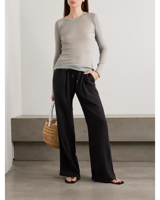 James Perse Gray Ribbed Cotton And Cashmere-Blend T-Shirt