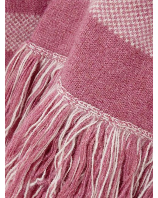The Elder Statesman Pink Subway Belted Fringed Striped Cashmere Cardigan