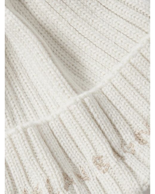 Ruslan Baginskiy Natural Beanie Aus Einer Gerippten Wollmischung Mit Stickerei