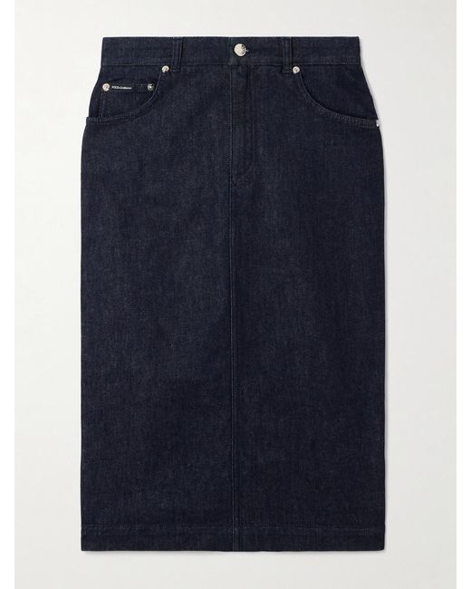 Dolce & Gabbana Blue Stretch-Denim Skirt