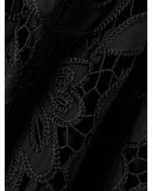 Aje. Black Atlas Asymmetric Ribbed-Knit And Guipure Lace Midi Dress