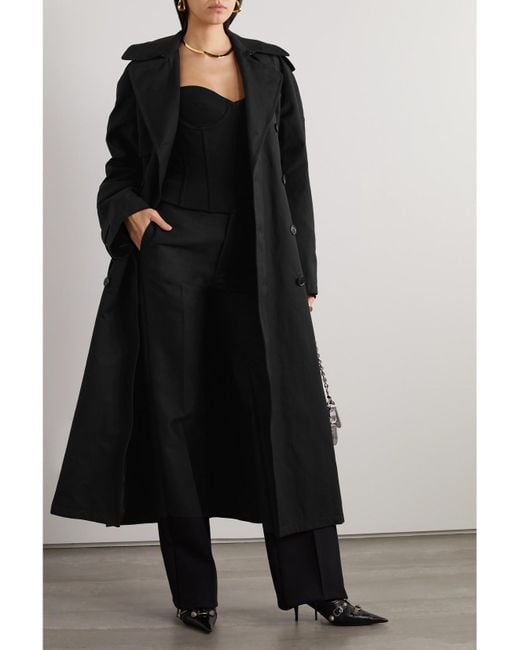 Balenciaga Black Hourglass Oversized Double-Breasted Wool And Cotton-Blend Trench Coat
