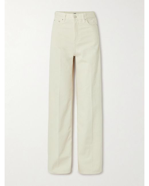Totême Natural Pleated High-Rise Wide-Leg Organic Jeans