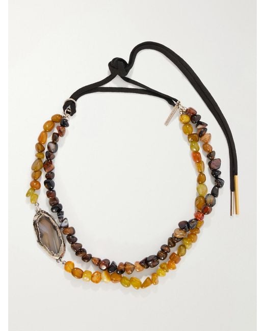 Dries Van Noten Metallic Tone Multi-Stone Necklace