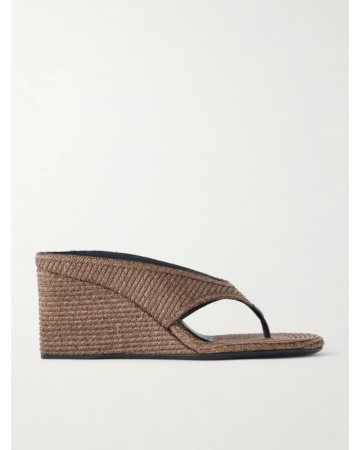 Alaïa Brown Tong 75 Suede Wedge Sandals