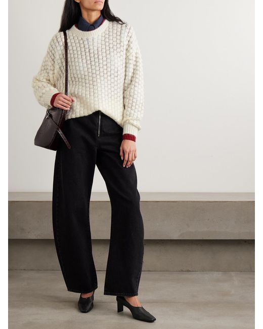 FRAME Natural The Cloud Crew Open-Knit Sweater