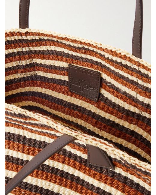 Liffner Multicolor Sprout Striped Leather-Trimmed Sisal Tote