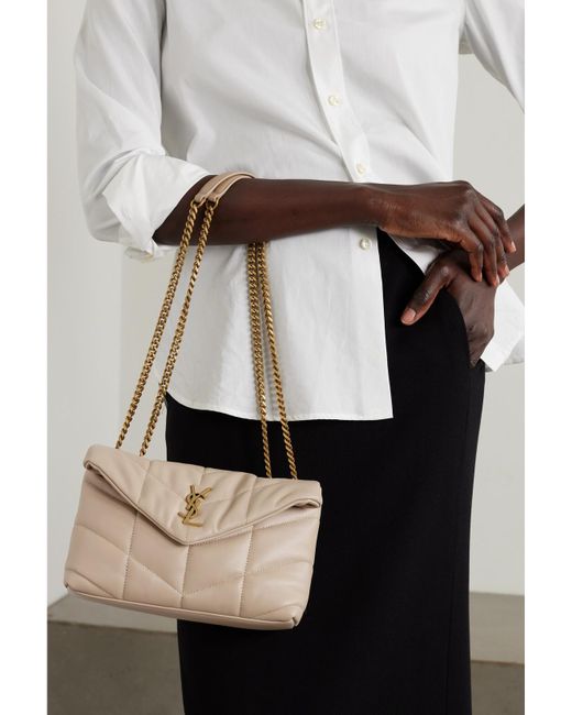 Saint Laurent Natural Toy Puffer Mini Matelassé Leather Shoulder Bag