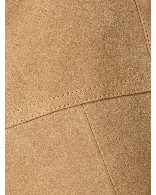 Victoria Beckham Natural Paneled Suede Midi Skirt