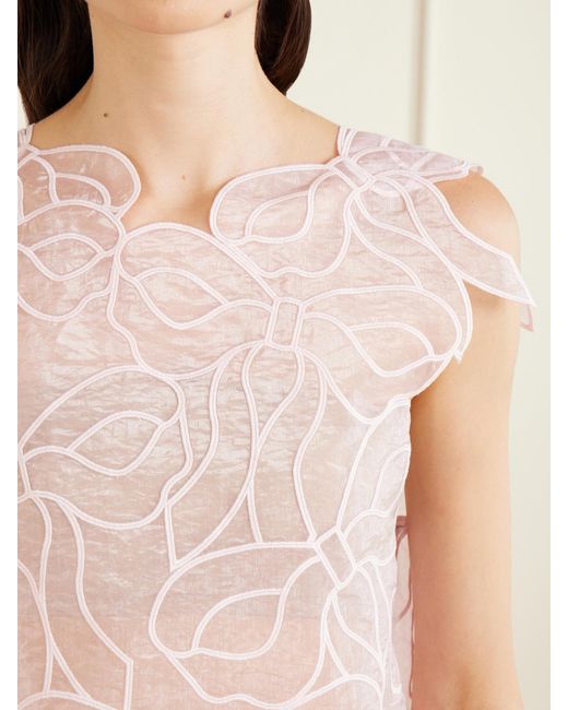CECILIE BAHNSEN Pink Aya Embroidered Crinkled Organza Top