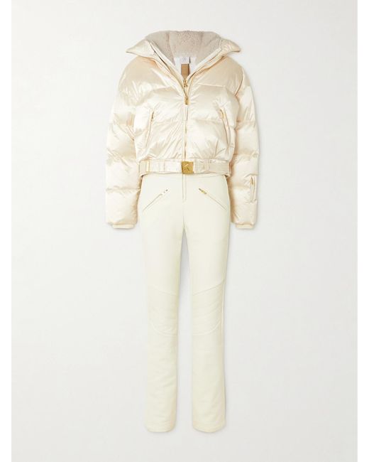 Bogner Natural Aya Hooded Belted Quilted Recycled Down Ski Suit