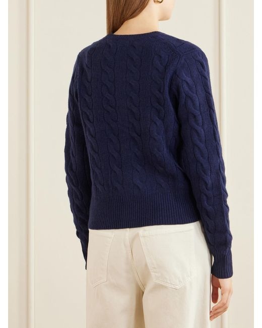Polo Ralph Lauren Blue Logo-Embroidered Wool And Cashmere-Blend Cardigan