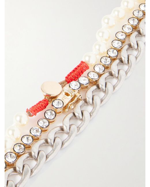 Roxanne Assoulin Natural The Eclectic Set Of Three- And-Tone, Crystal And Faux Pearl Necklaces