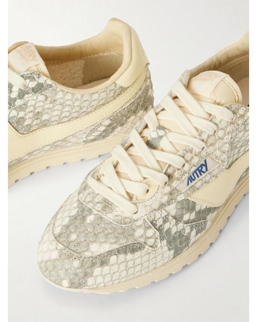 Autry Natural Windspin Snake-Effect Suede Sneakers